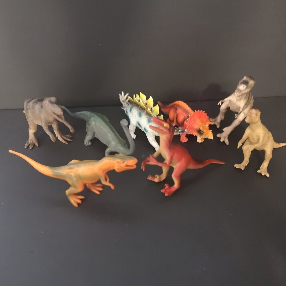 Lot of 8 - Dinosaurs in a Variety of Kinds, Sizes & Colors